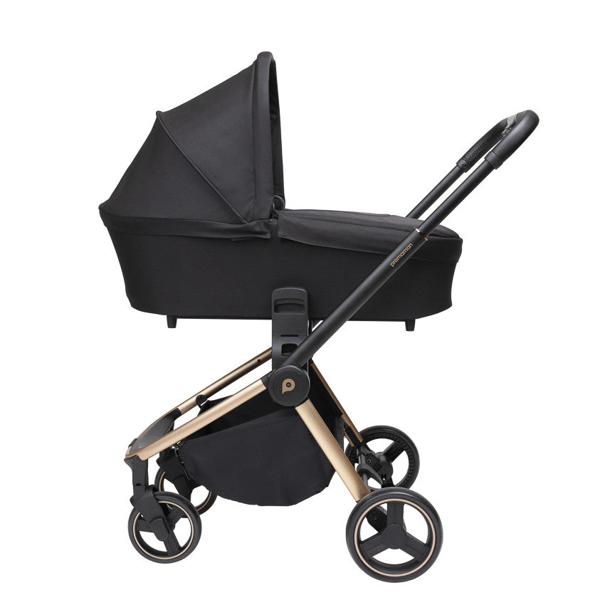 Poussette trio Alba avec nacelle noir/champagne - Prémaman