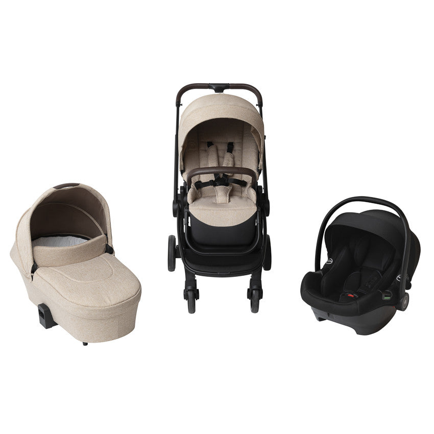Poussette trio Alba avec nacelle beige/noir - Prémaman