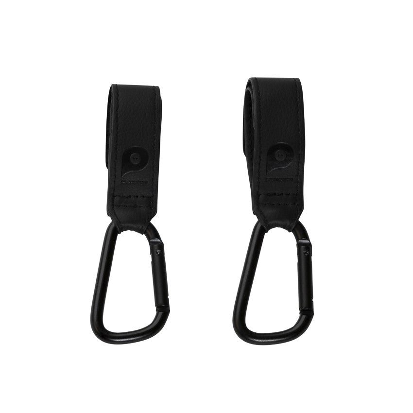 Lot de 2 crochets de poussette Simone en simili cuir noir - Prémaman
