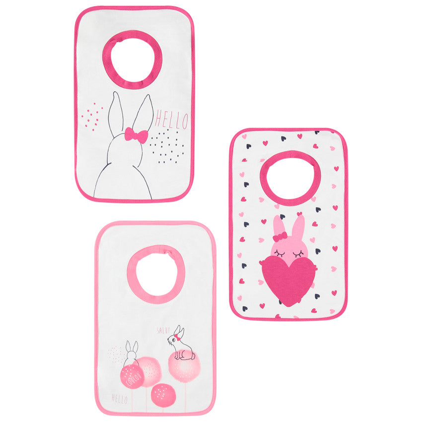 Lot de 3 bavoirs en coton à enfiler print lapin - Prémaman