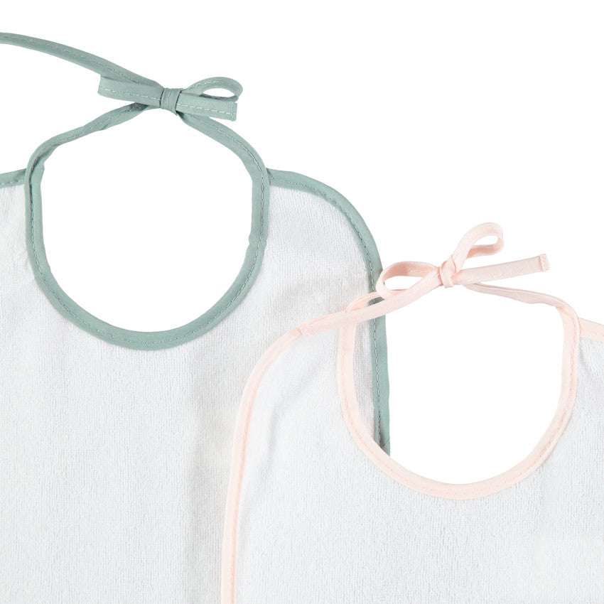 Set of 5 short terry bibs with contrasting bias trim - Premaman