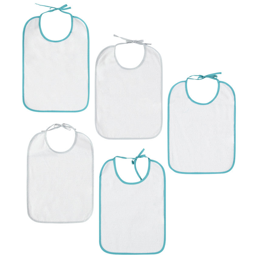 Lot de 5 bavoirs en éponge finition biais contrasté - Prémaman