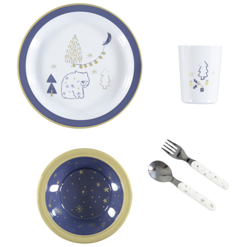 Set repas Nuit Magique en mélamine 5 pcs - Ours - Prémaman