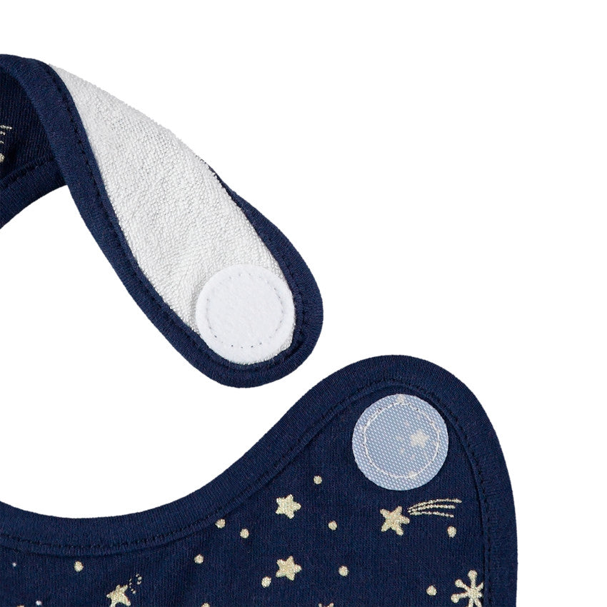 Pack of 2 cotton bibs with all-over gold print and bear - Premaman