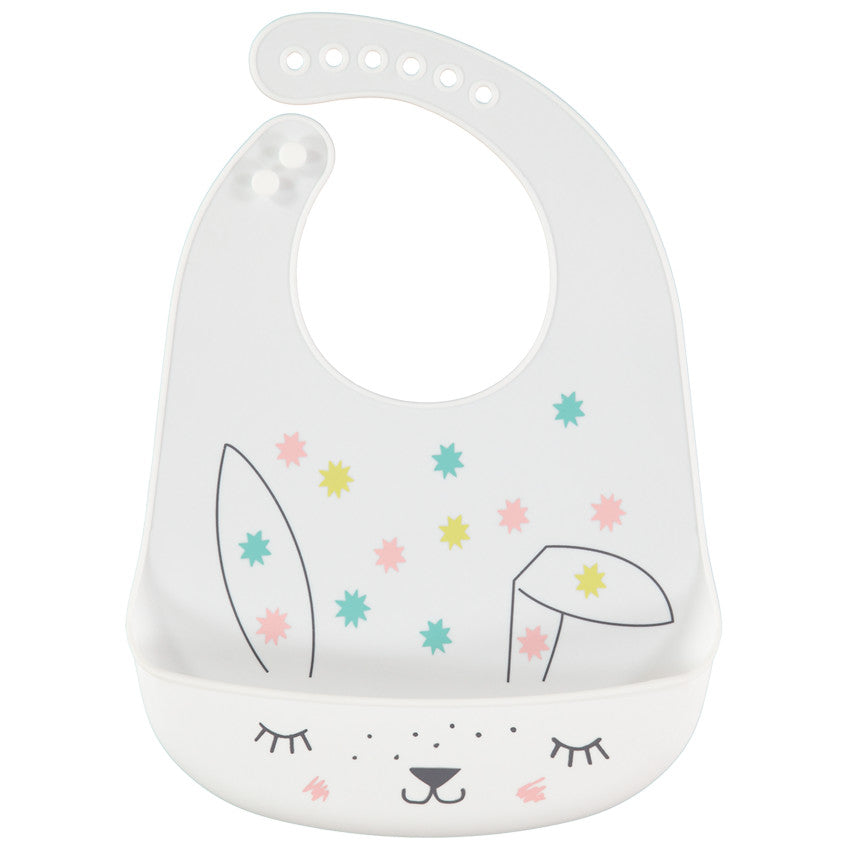 Bavoir en silicone motif lapin - Blanc - Prémaman