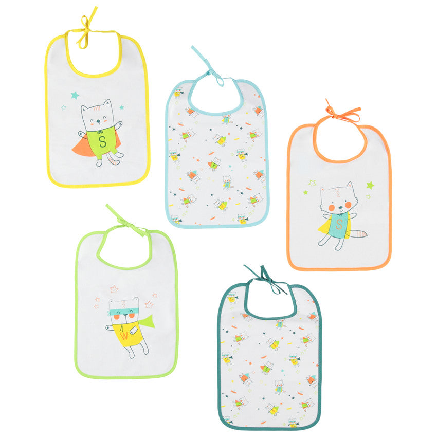 Lot de 5 bavoirs à motifs colorés printés - Prémaman