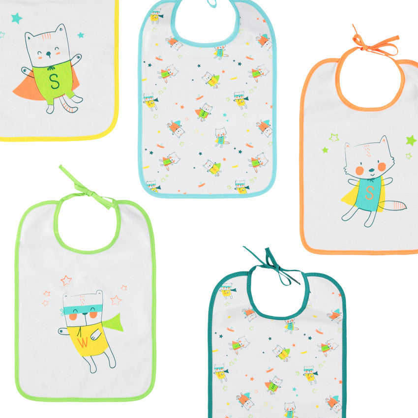 Lot de 5 bavoirs à motifs colorés printés - Prémaman