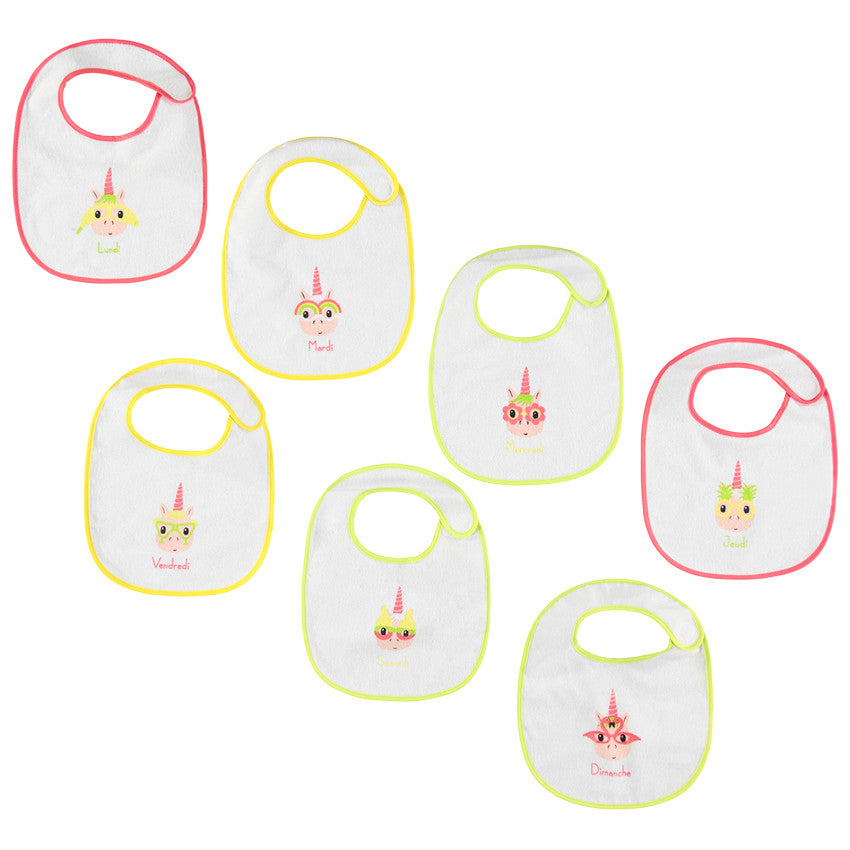 Lot de 7 bavoirs en éponge motif licorne - Prémaman