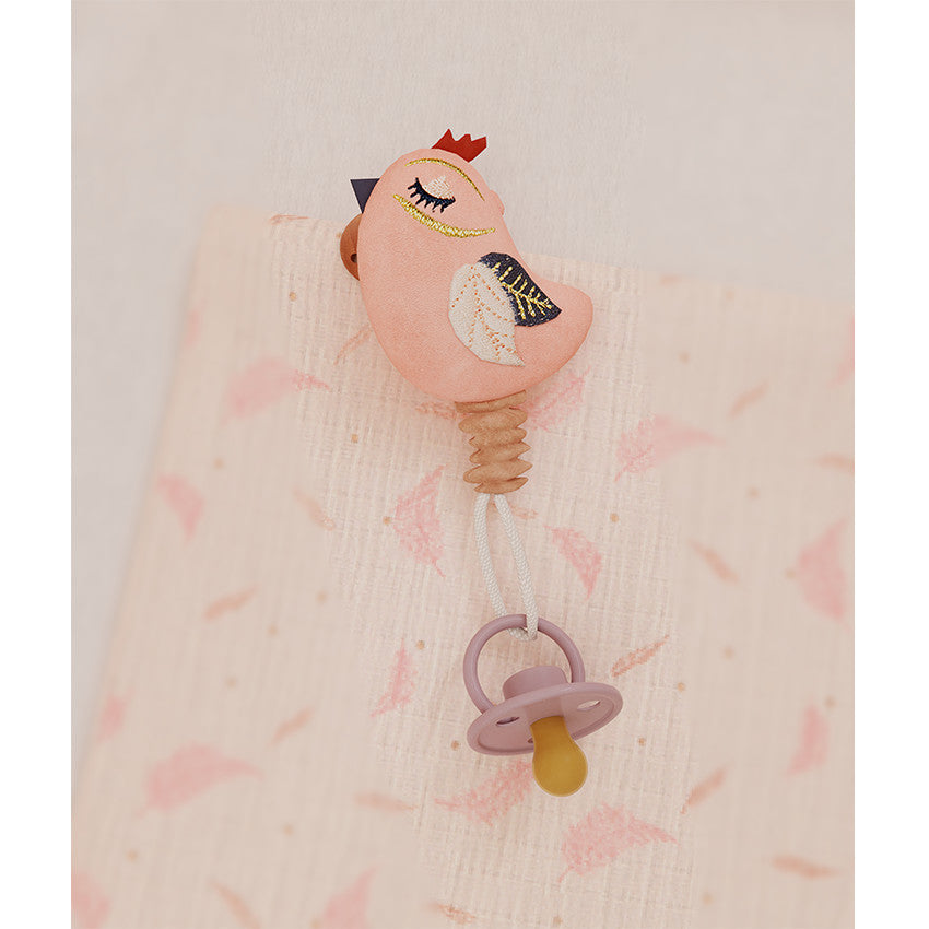 Attache sucette oiseau en velours - Prémaman