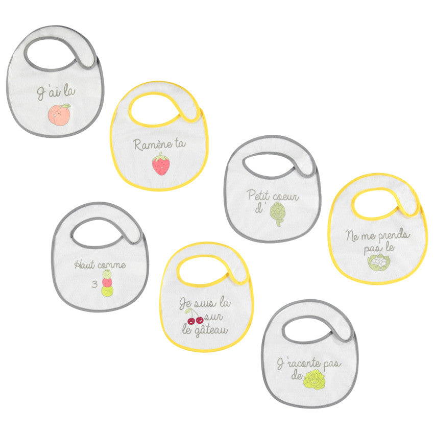 Lot de 7 bavoirs en éponge à message printés - Prémaman