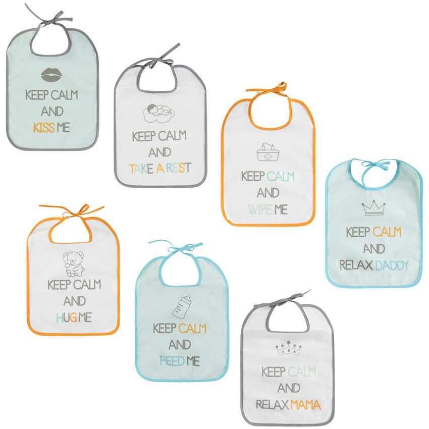 Lot de 7 bavoirs en éponge à nouer avec message printés - Prémaman