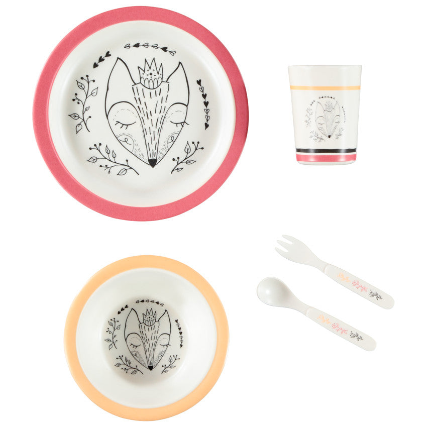 Set repas 5pcs en mélaminé Kingfox - Prémaman