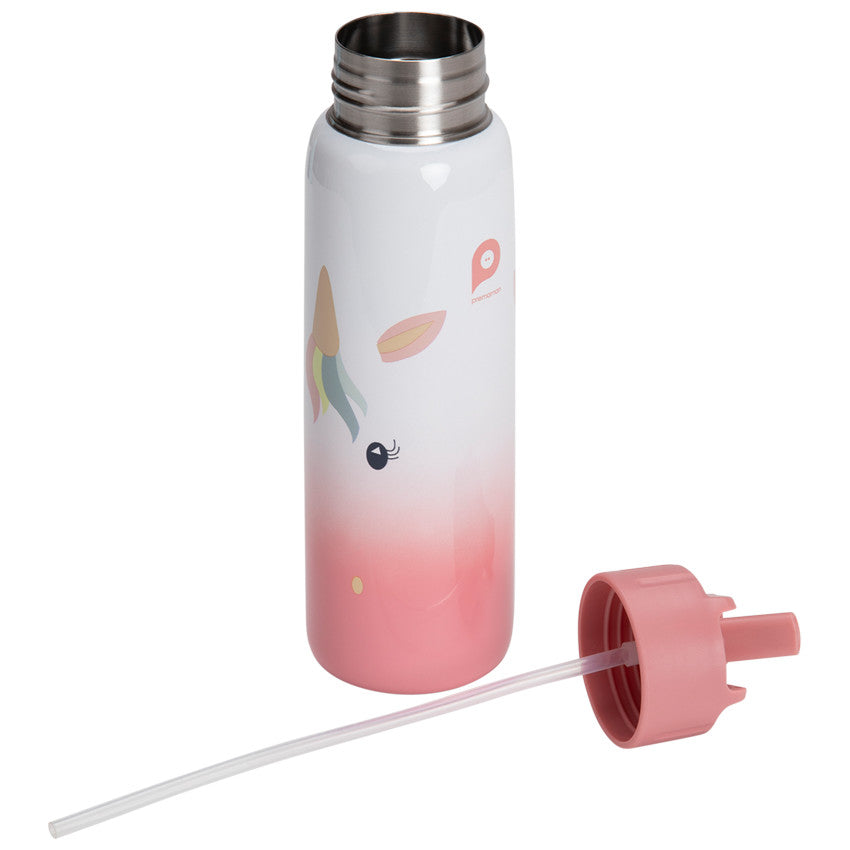Gourde en métal Licorne avec paille 380 ml - Prémaman