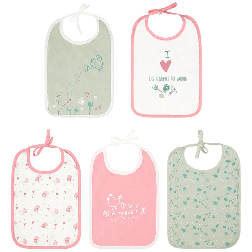 Lot de 5 bavoirs en éponge à nouer - Prémaman