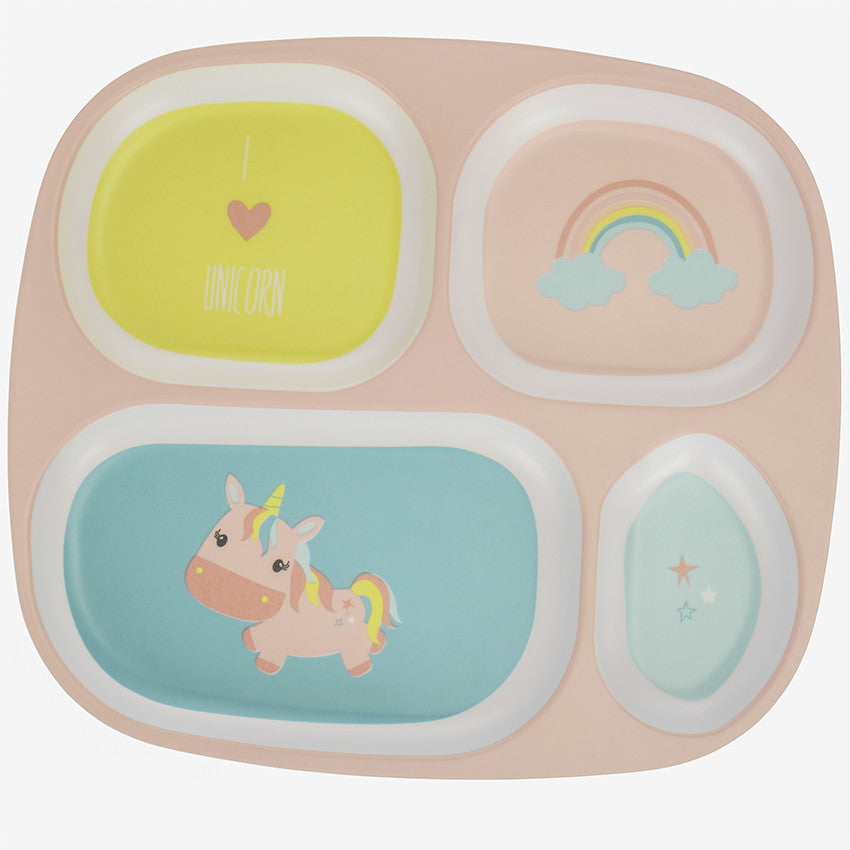 Assiette à compartiments en mélaminé - Licorne - Prémaman