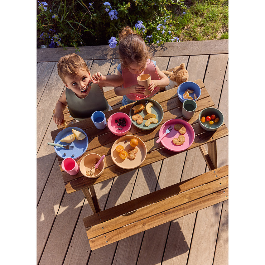Coffret repas 3 pièces en silicone Origami - Bleu - Prémaman