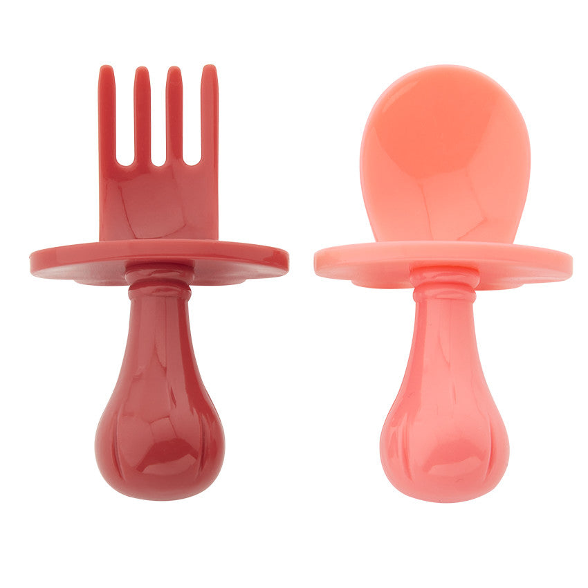 Lot de 2 couverts ergonomiques montessori Yummix - Rose - Prémaman