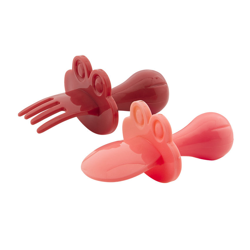 Lot de 2 couverts ergonomiques montessori Yummix - Rose - Prémaman