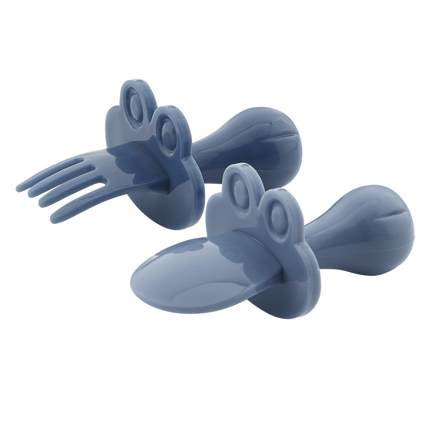 Lot de 2 couverts ergonomiques montessori Miamix bleu - Prémaman