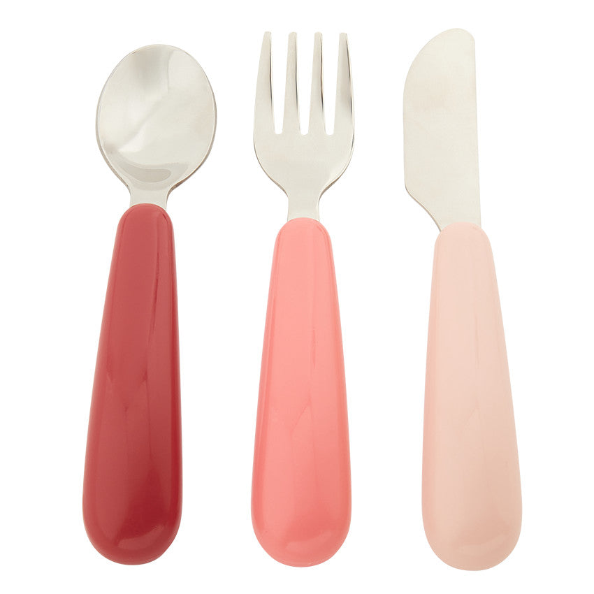 Set de 3 couverts Yummix en métal rose - Prémaman