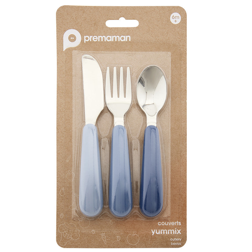 Set de 3 couverts Miamix en métal bleu - Prémaman