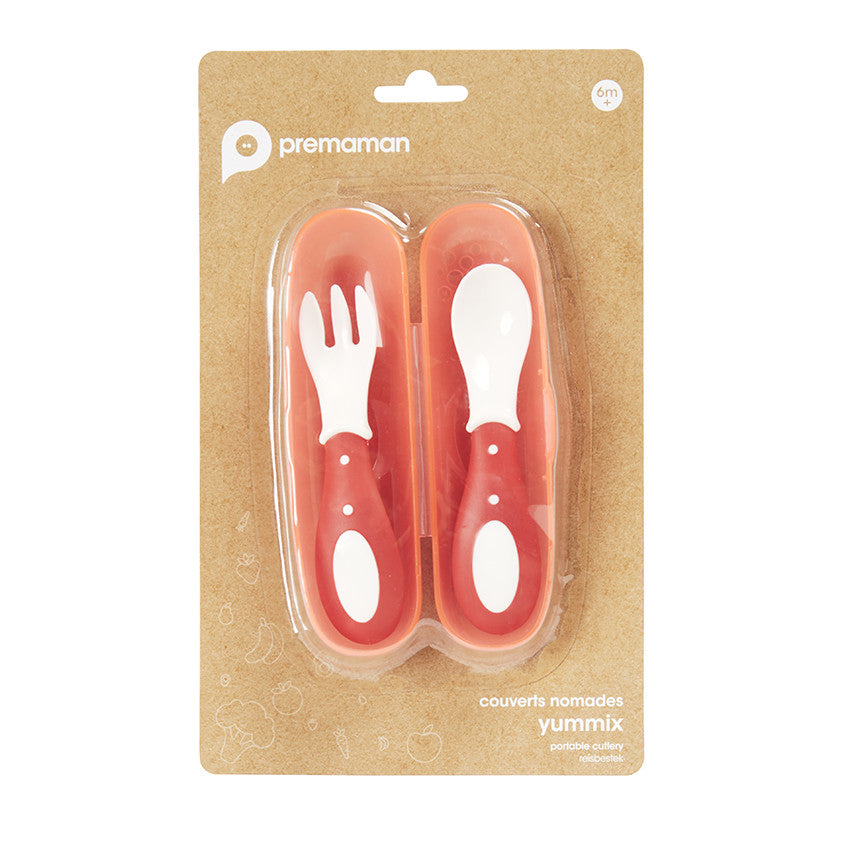 Lot de 2 couverts nomades Yummix rose - Prémaman