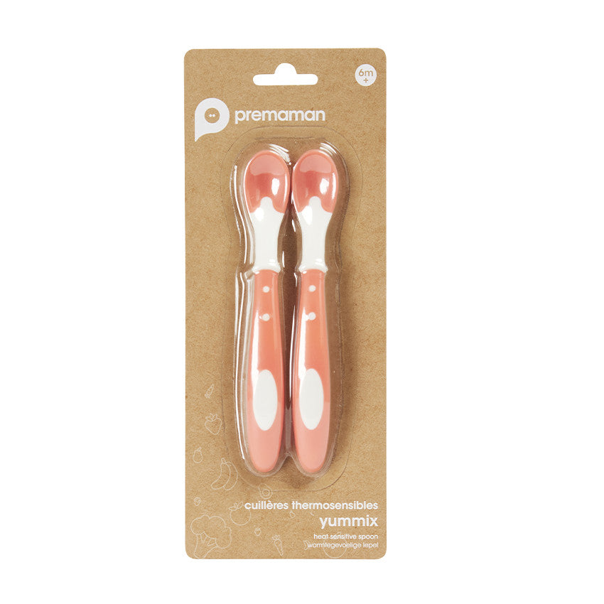 Lot de 2 cuillères thermosensibles Rose - Prémaman
