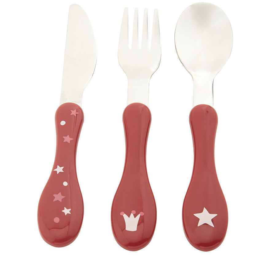 Set de 3 couverts en métal 2ème âge Yummix rose - Prémaman