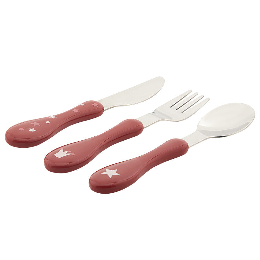 Set of 3 Yummix pink metal cutlery for toddlers - Prémaman