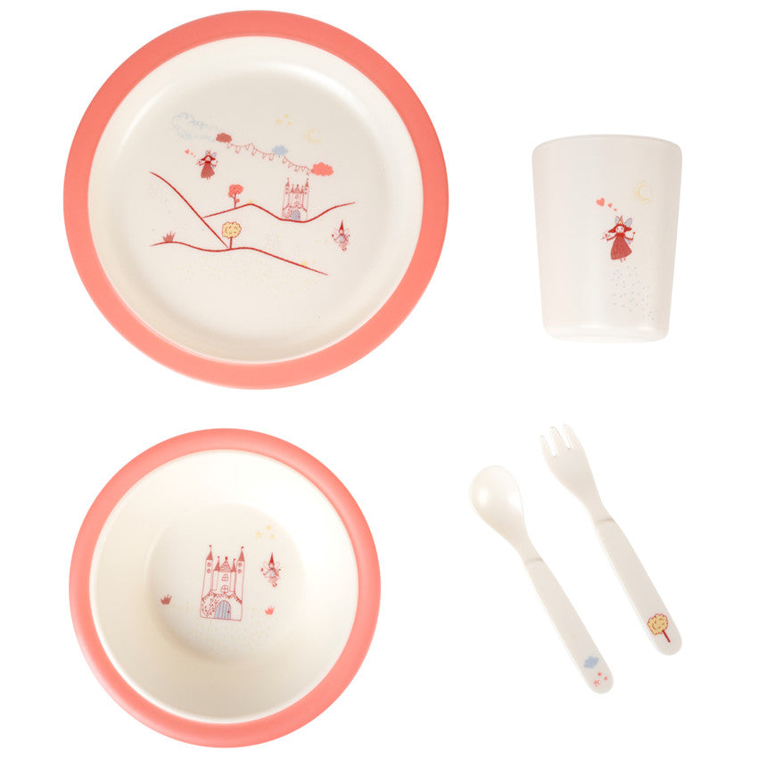Coffret repas 5 pièces en mélamine - Ma petite fée - Prémaman
