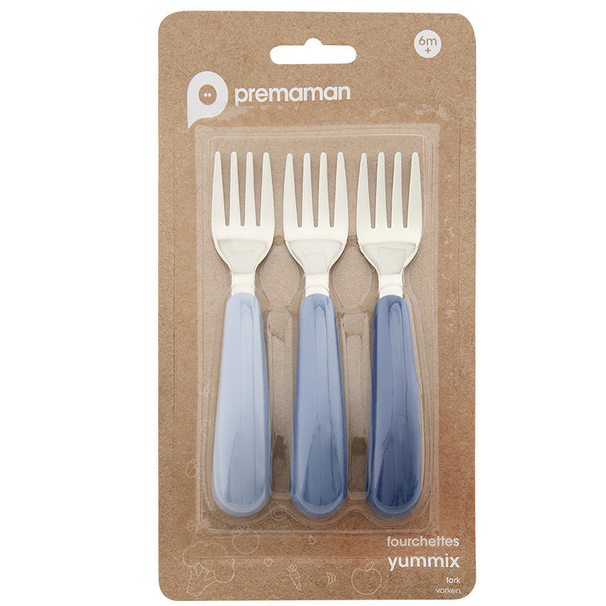 Lot de 3 fourchettes en métal Miamix bleu - Prémaman