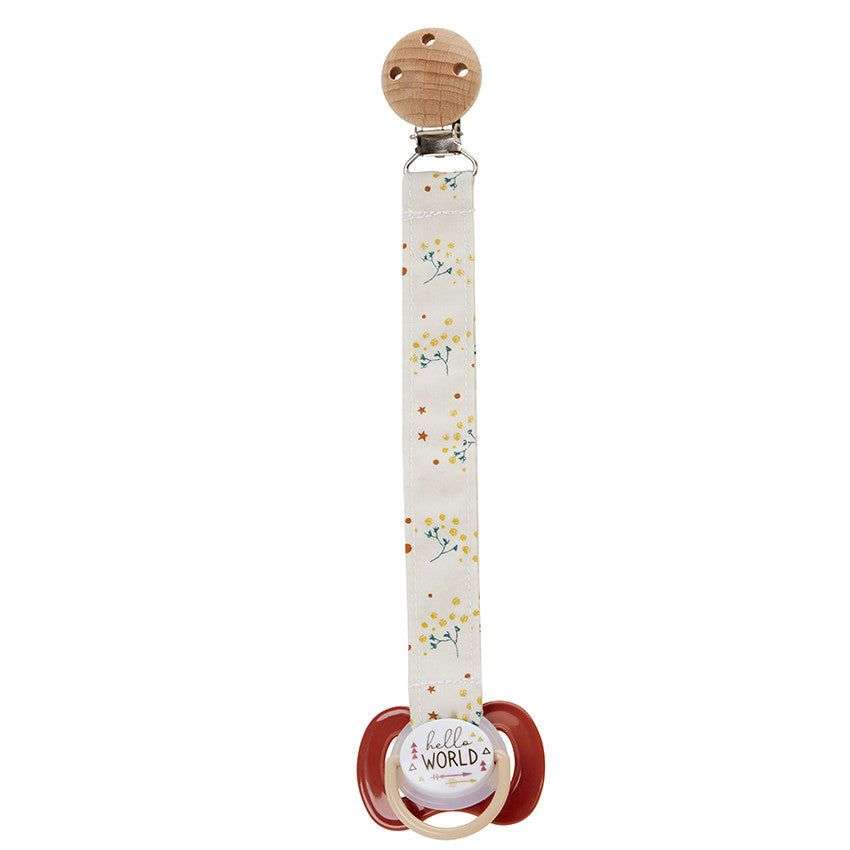 Attache-sucette à clip en bois Fleurs - Prémaman