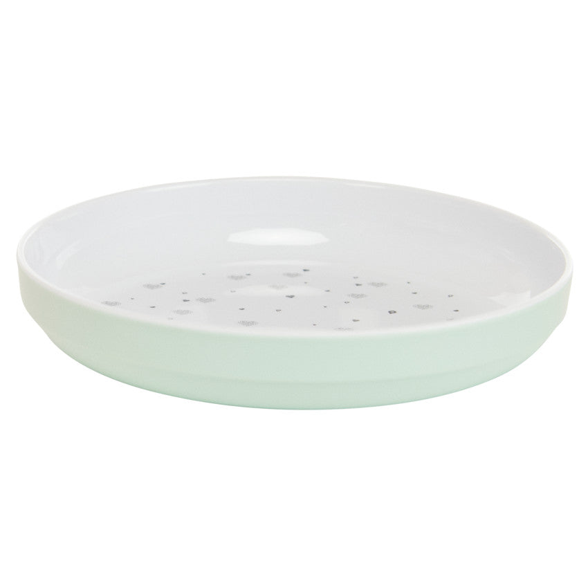 Assiette en mélamine imprimé cœurs vert - Prémaman