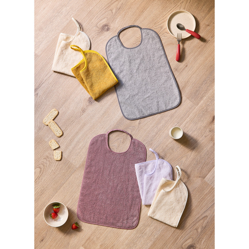Lot de 3 bavoirs éponge à encolure élastiquée violet - Prémaman