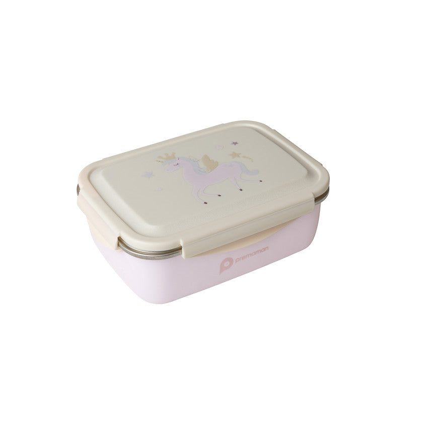 Lunchbox en métal 850ml Licorne rose/écru - Prémaman