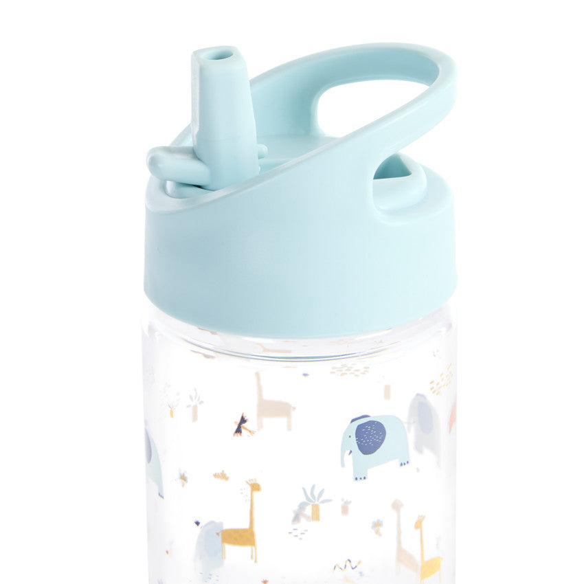 Gourde transparente avec paille rabattable 400ml Savane - Prémaman