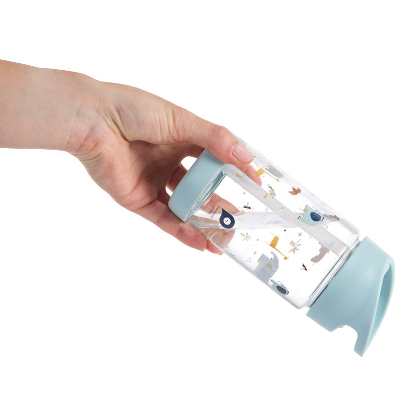 Gourde transparente avec paille rabattable 400ml Savane - Prémaman