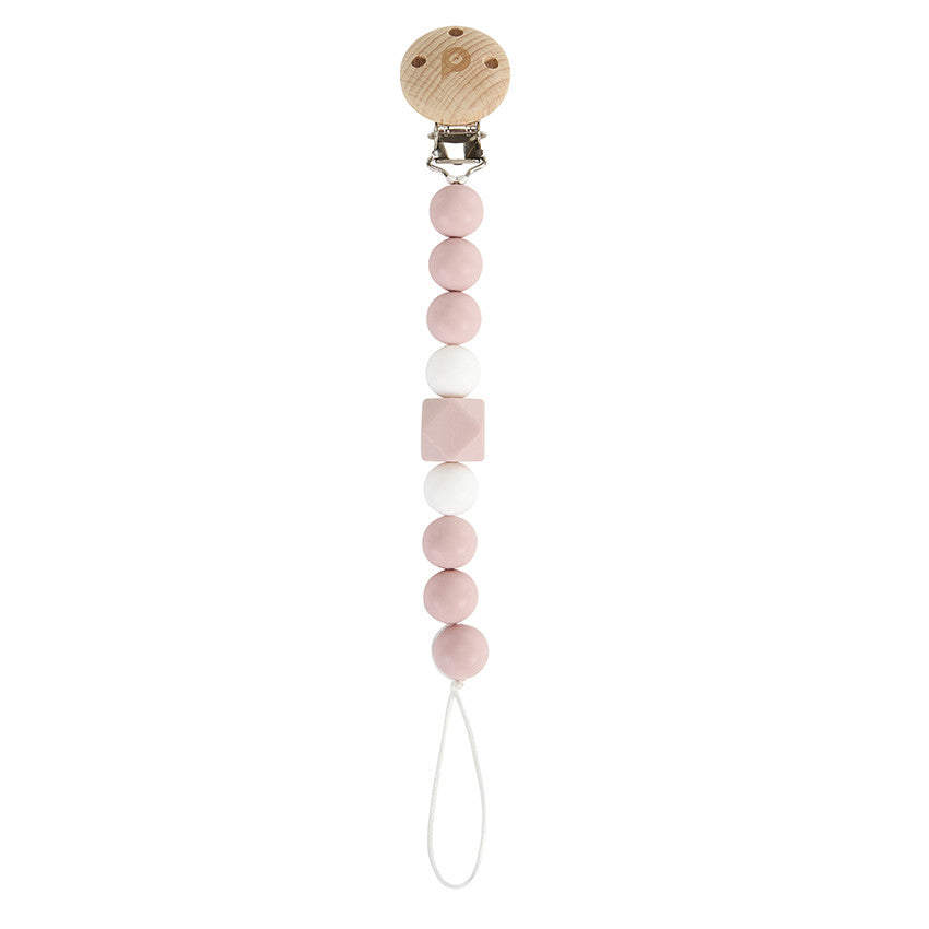 Attache-sucette en bois et silicone rose - Prémaman