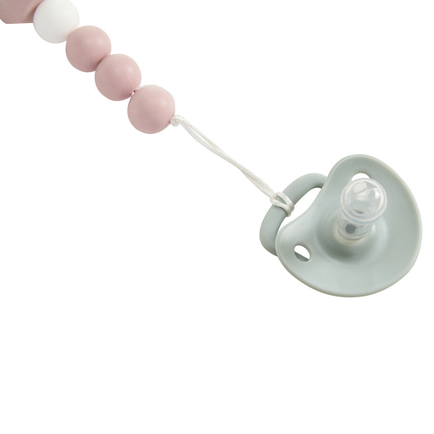 Attache-sucette en bois et silicone rose - Prémaman