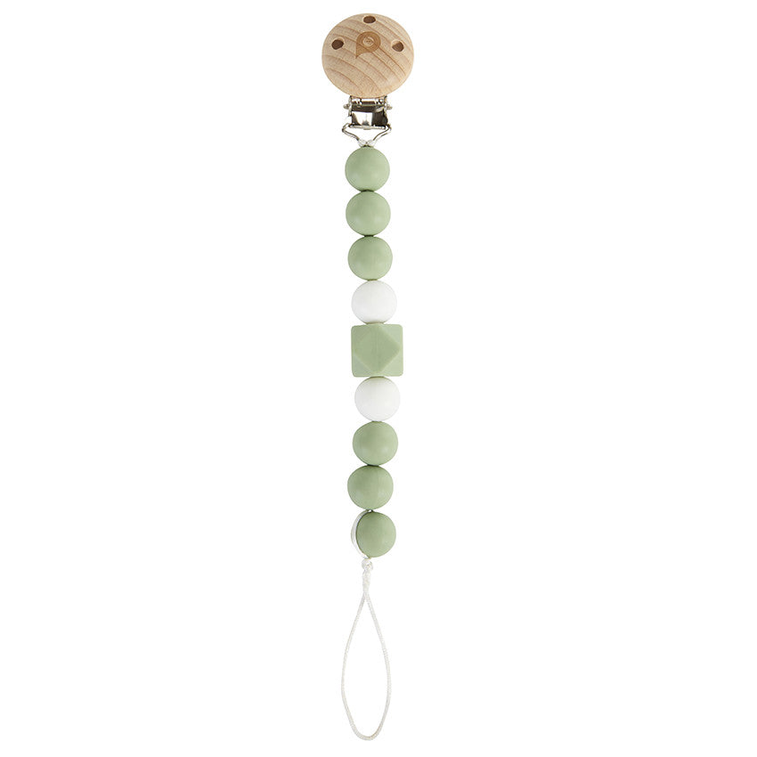 Attache-sucette en bois et silicone vert - Prémaman