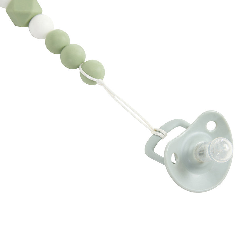 Attache-sucette en bois et silicone vert - Prémaman