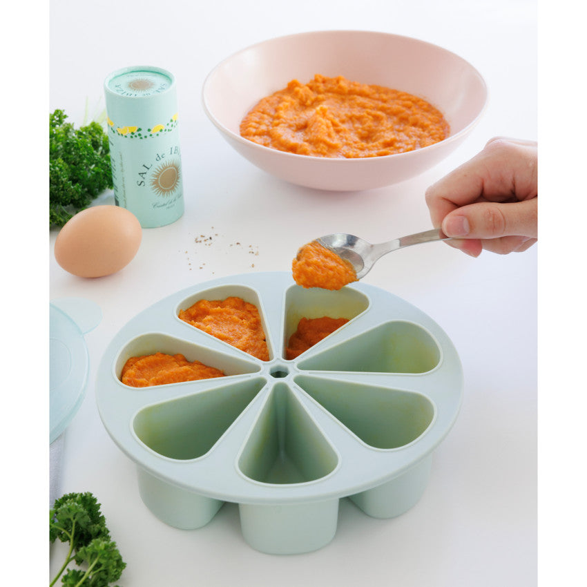 Moule de conservation multiportions 7 x 100ml en silicone vert - Prémaman