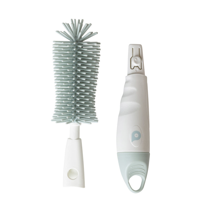 Goupillon 2 en 1 en silicone blanc/vert - Prémaman