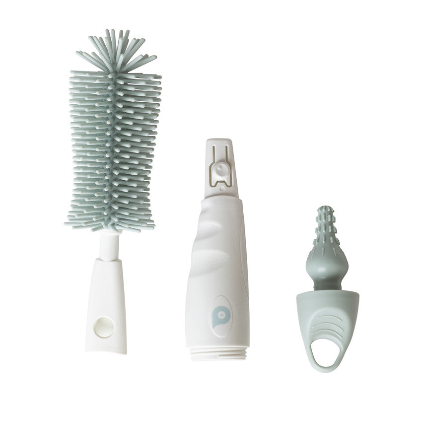 Goupillon 2 en 1 en silicone blanc/vert - Prémaman