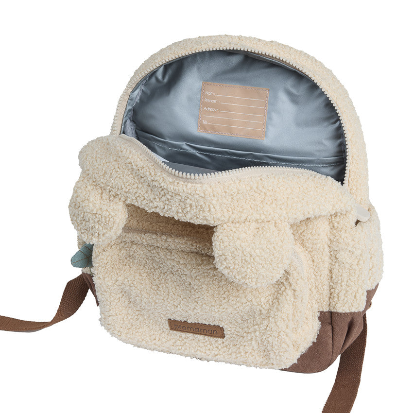 Sac à dos isotherme en bouclettes Roi des Forêts beige - Prémaman
