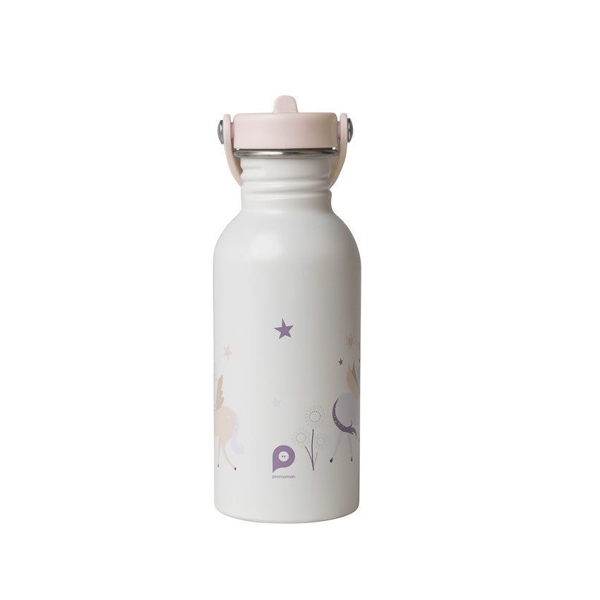 Gourde isotherme avec paille 500ml Licorne écru - Prémaman