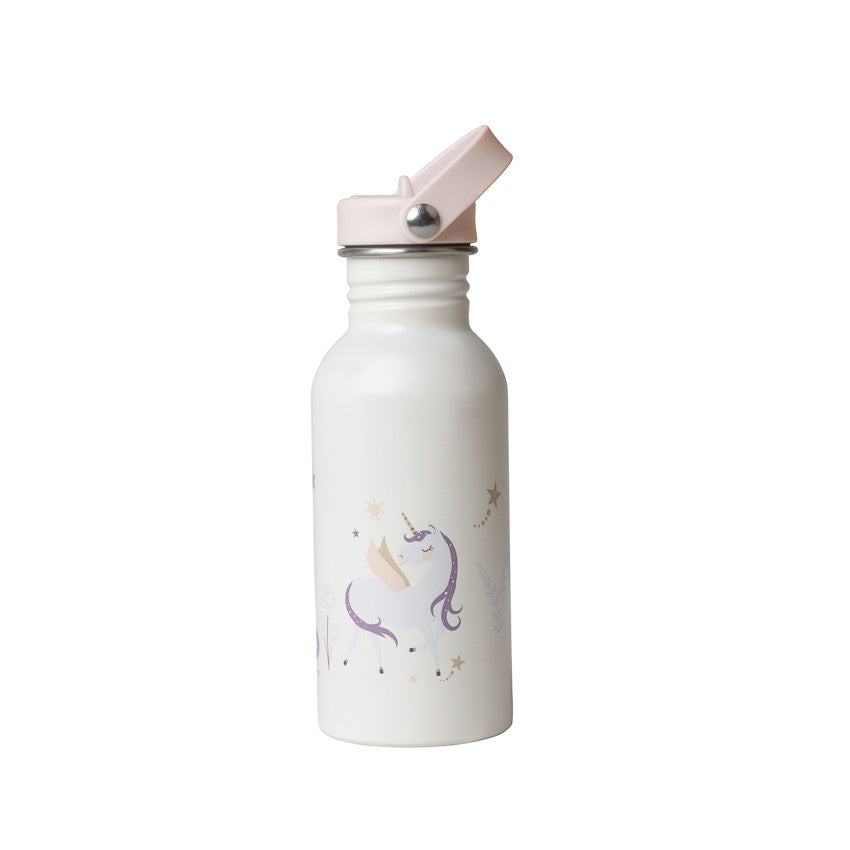 Gourde en inox avec paille 500ml Licorne écru - Prémaman