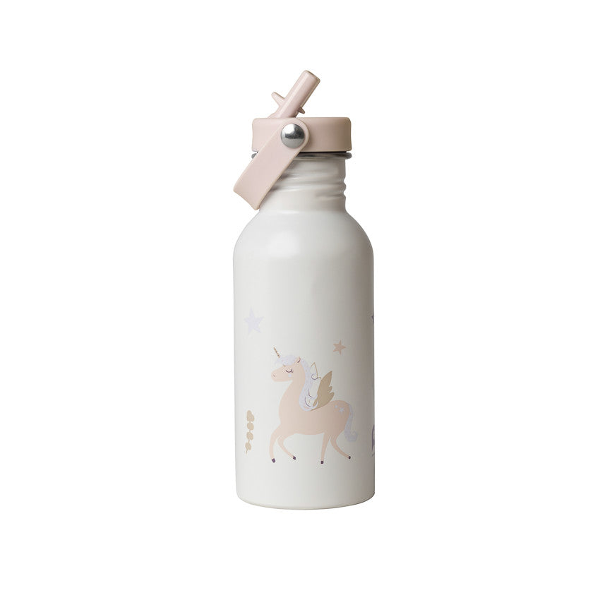 Gourde isotherme avec paille 500ml Licorne écru - Prémaman