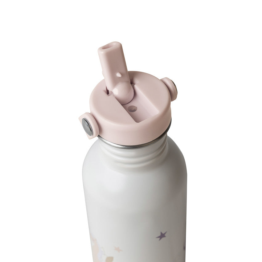 Gourde isotherme avec paille 500ml Licorne écru - Prémaman