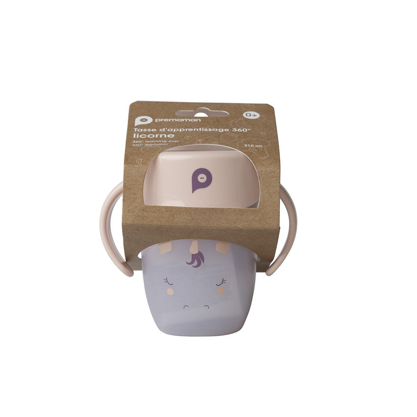 Tasse d'apprentissage 360° antifuite Licorne beige - Prémaman